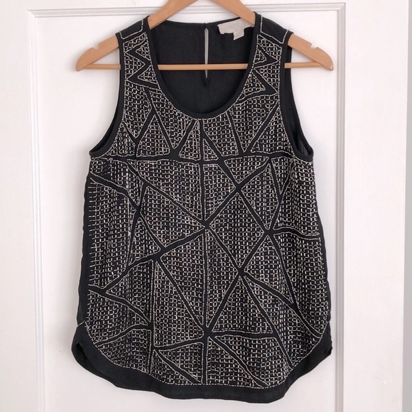 Olive & OAK Beaded sequin muscle shirt tank top. Fits oversized Small & Medium - Picture 2 of 12